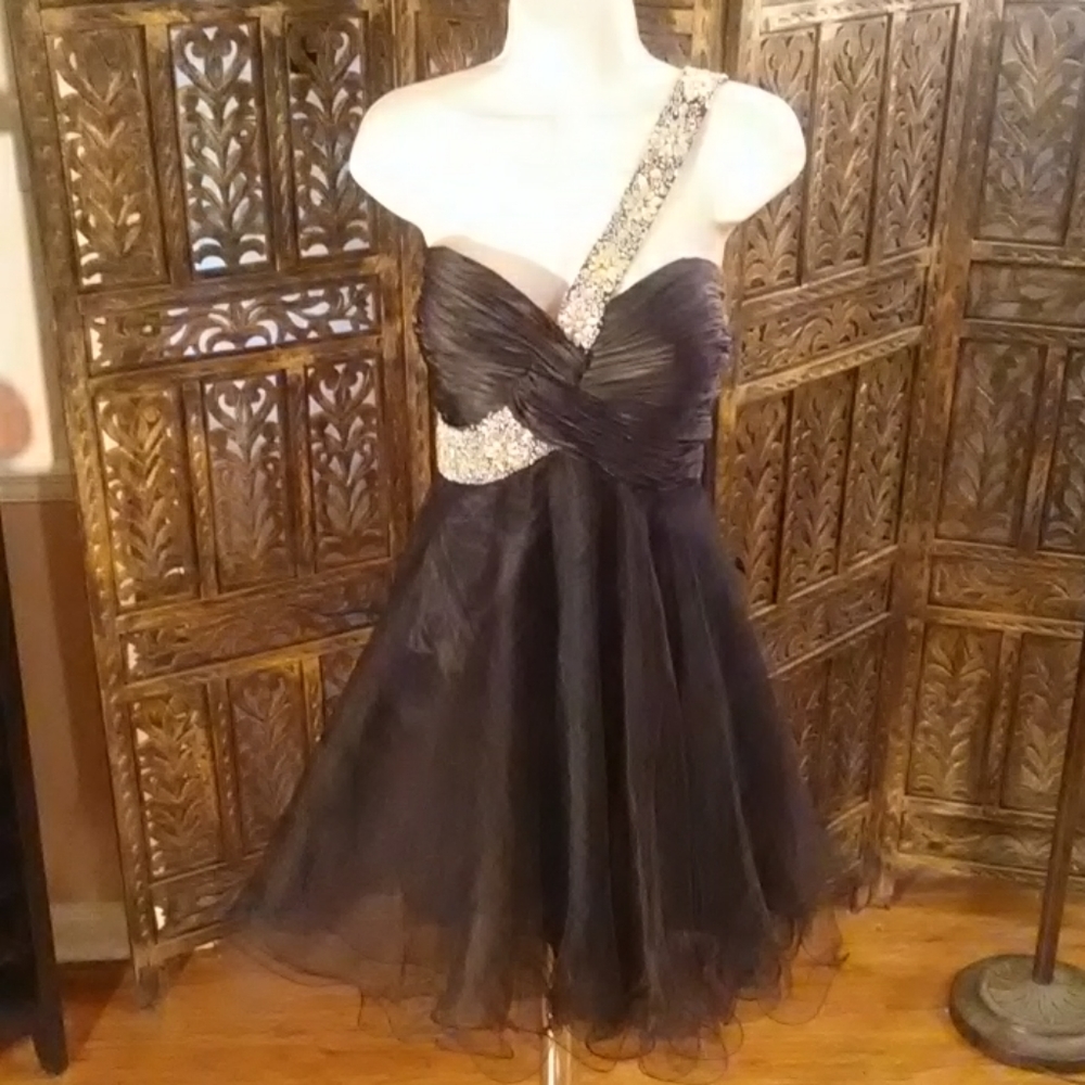 Black dress with beaded rhinestones, size XL